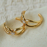 Minimalist Metal C-Hoop Cubic Zirconia Earrings - floysun