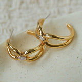 Minimalist Metal C-Hoop Cubic Zirconia Earrings - floysun