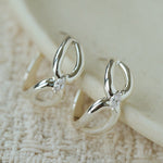 Minimalist Metal C-Hoop Cubic Zirconia Earrings - floysun