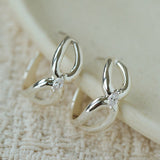 Minimalist Metal C-Hoop Cubic Zirconia Earrings - floysun