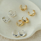 Minimalist Metal C-Hoop Cubic Zirconia Earrings - floysun