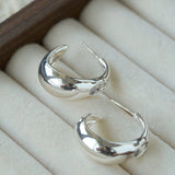 Minimalist Metal C-Hoop Cubic Zirconia Earrings - floysun