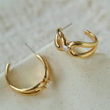Minimalist Metal C-Hoop Cubic Zirconia Earrings - floysun