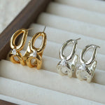 Minimalist Metal C-Hoop Cubic Zirconia Earrings - floysun