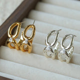 Minimalist Metal C-Hoop Cubic Zirconia Earrings - floysun