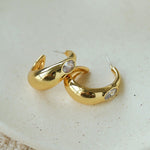 Minimalist Metal C-Hoop Cubic Zirconia Earrings - floysun