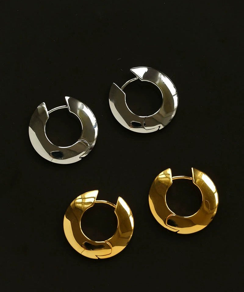 Minimalist Metal Chunky Oval Hoop Earrings - floysun