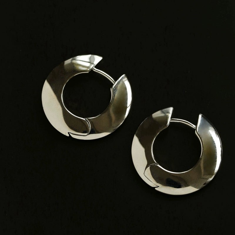 Minimalist Metal Chunky Oval Hoop Earrings - floysun