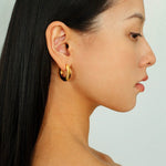 Minimalist Metal Chunky Oval Hoop Earrings - floysun