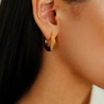 Minimalist Metal Chunky Oval Hoop Earrings - floysun