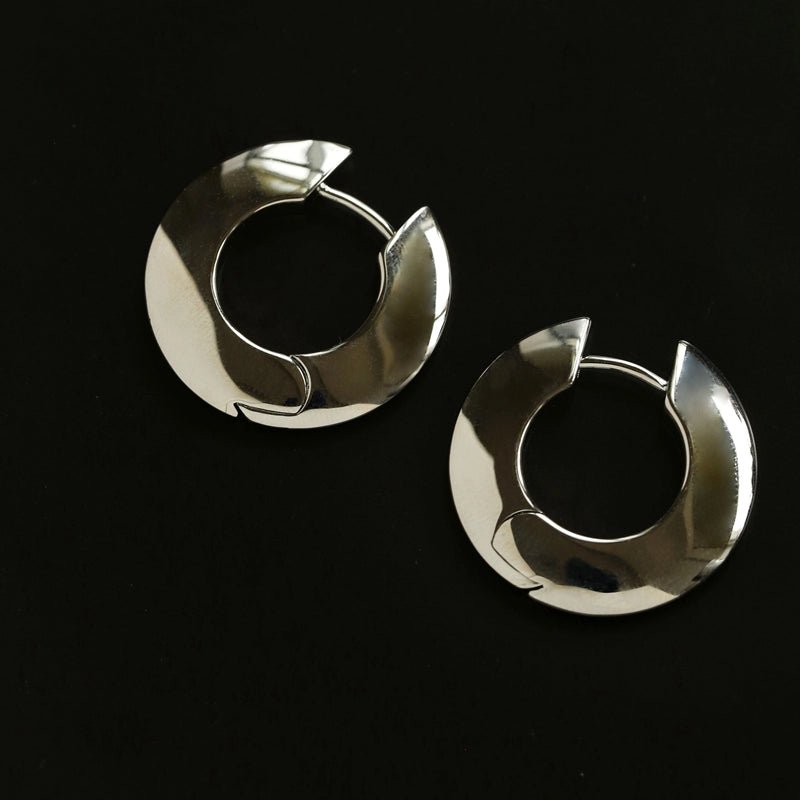 Minimalist Metal Chunky Oval Hoop Earrings - floysun