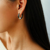 Minimalist Metal Chunky Oval Hoop Earrings - floysun