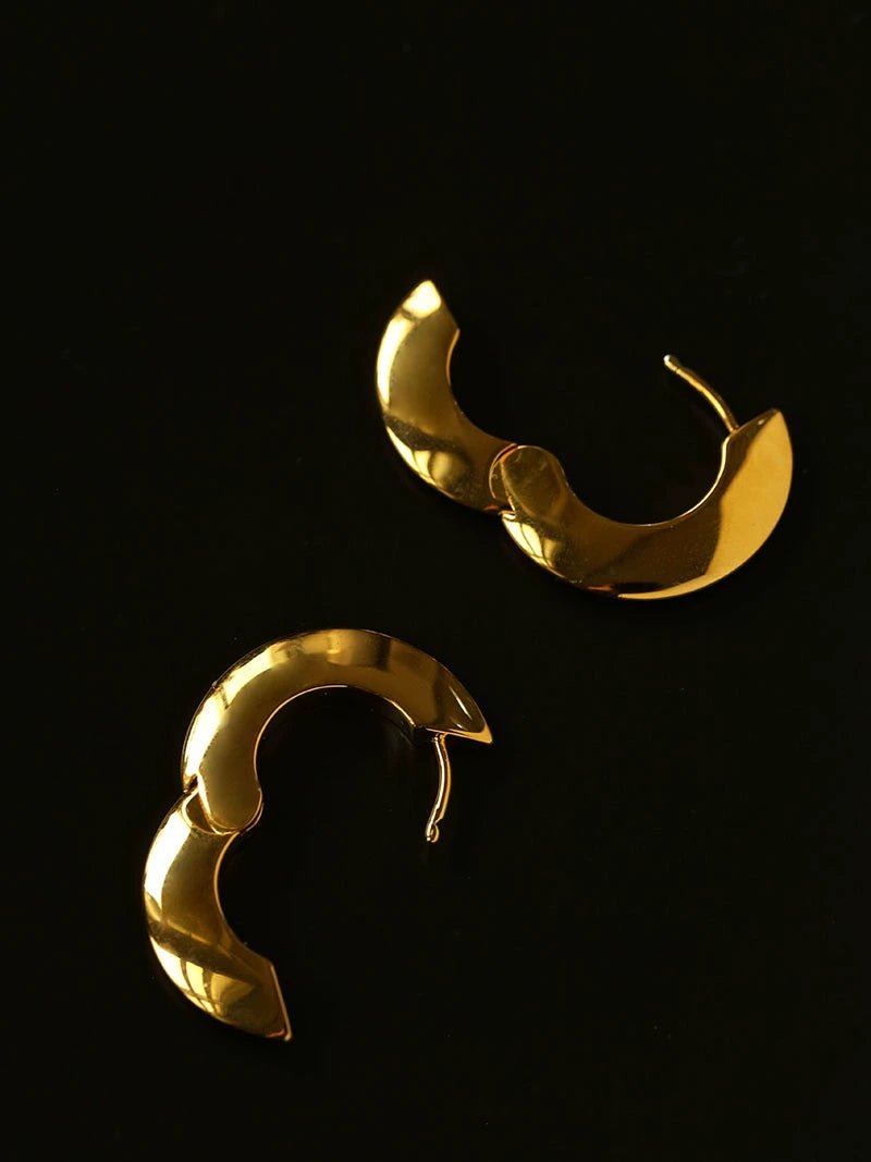 Minimalist Metal Chunky Oval Hoop Earrings - floysun