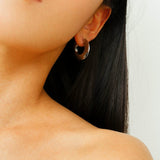 Minimalist Metal Chunky Oval Hoop Earrings - floysun