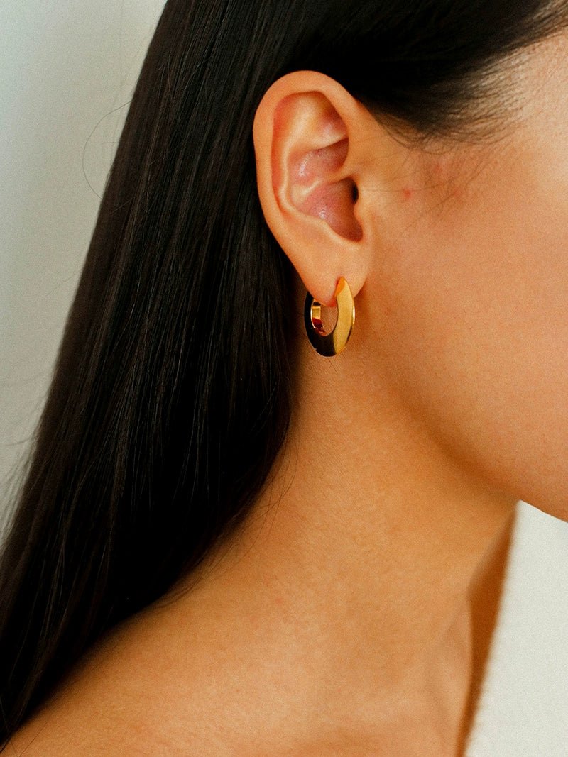 Minimalist Metal Chunky Oval Hoop Earrings - floysun