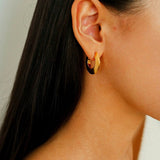 Minimalist Metal Chunky Oval Hoop Earrings - floysun
