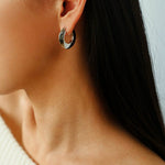 Minimalist Metal Chunky Oval Hoop Earrings - floysun
