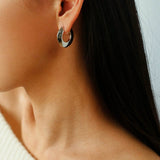Minimalist Metal Chunky Oval Hoop Earrings - floysun