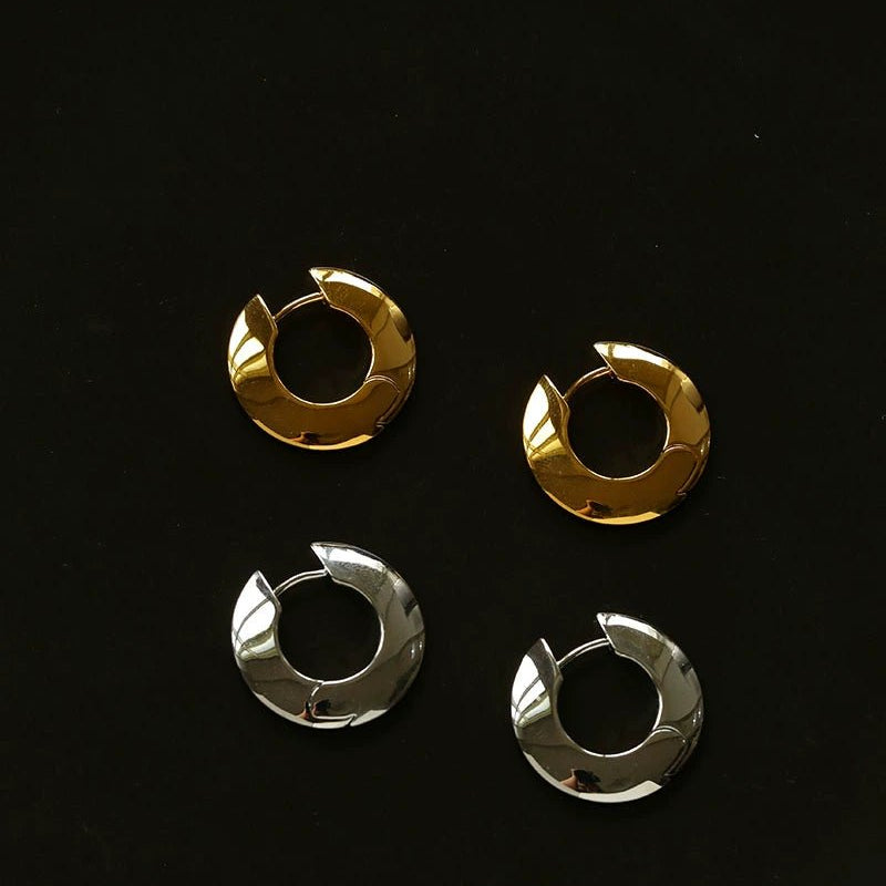 Minimalist Metal Chunky Oval Hoop Earrings - floysun