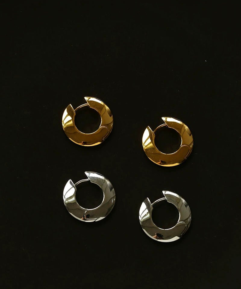 Minimalist Metal Chunky Oval Hoop Earrings - floysun