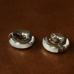 Minimalist Metal Hoop Earrings with Black Onyx & White Mother - of - Pearl - floysun