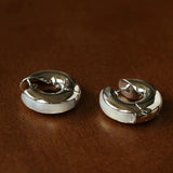 Minimalist Metal Hoop Earrings with Black Onyx & White Mother - of - Pearl - floysun