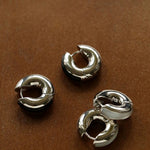 Minimalist Metal Hoop Earrings with Black Onyx & White Mother - of - Pearl - floysun