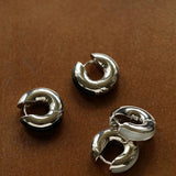 Minimalist Metal Hoop Earrings with Black Onyx & White Mother - of - Pearl - floysun