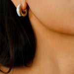 Minimalist Metal Hoop Earrings with Black Onyx & White Mother - of - Pearl - floysun