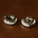 Minimalist Metal Hoop Earrings with Black Onyx & White Mother - of - Pearl - floysun