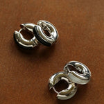 Minimalist Metal Hoop Earrings with Black Onyx & White Mother - of - Pearl - floysun