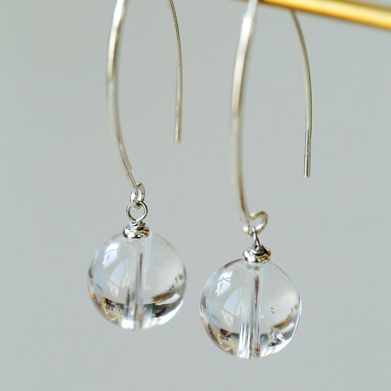 Minimalist Natural Gemstone Earrings – Sterling Silver Hook, 6 Color Options - floysun