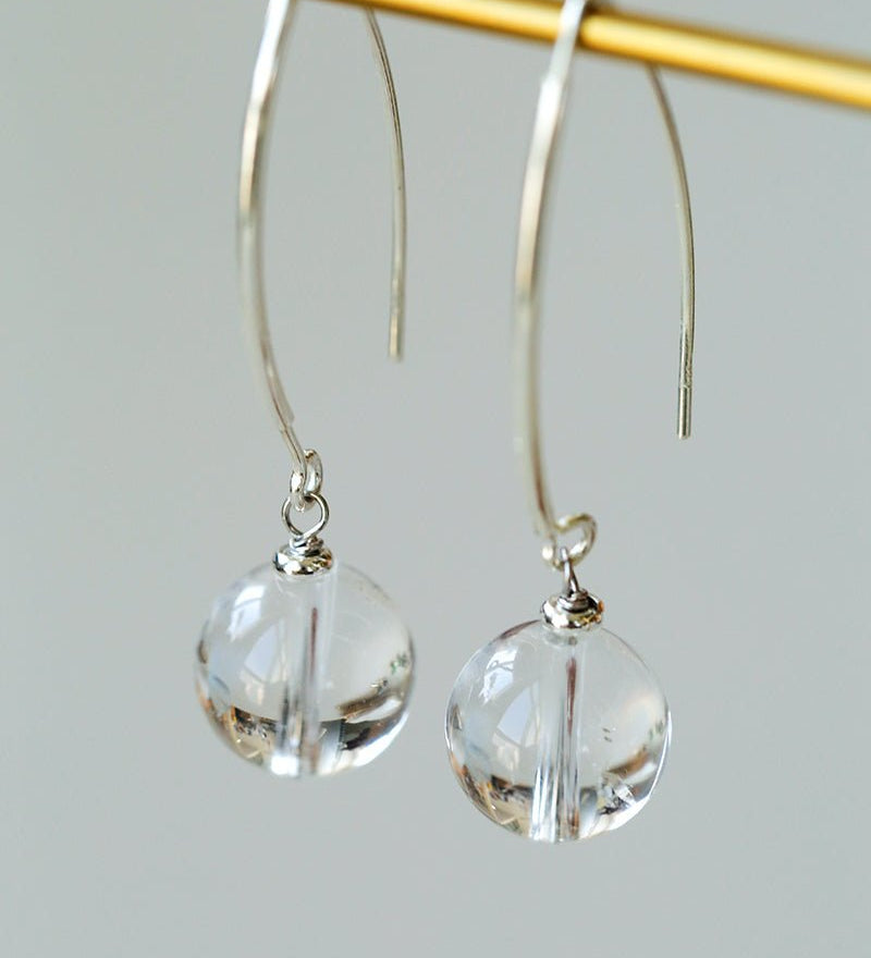 Minimalist Natural Gemstone Earrings – Sterling Silver Hook, 6 Color Options - floysun