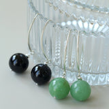 Minimalist Natural Gemstone Earrings – Sterling Silver Hook, 6 Color Options - floysun