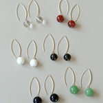 Minimalist Natural Gemstone Earrings – Sterling Silver Hook, 6 Color Options - floysun