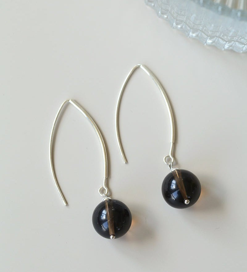 Minimalist Natural Gemstone Earrings – Sterling Silver Hook, 6 Color Options - floysun