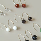 Minimalist Natural Gemstone Earrings – Sterling Silver Hook, 6 Color Options - floysun