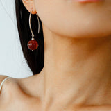 Minimalist Natural Gemstone Earrings – Sterling Silver Hook, 6 Color Options - floysun