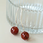 Minimalist Natural Gemstone Earrings – Sterling Silver Hook, 6 Color Options - floysun
