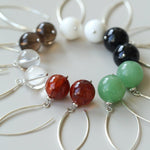 Minimalist Natural Gemstone Earrings – Sterling Silver Hook, 6 Color Options - floysun