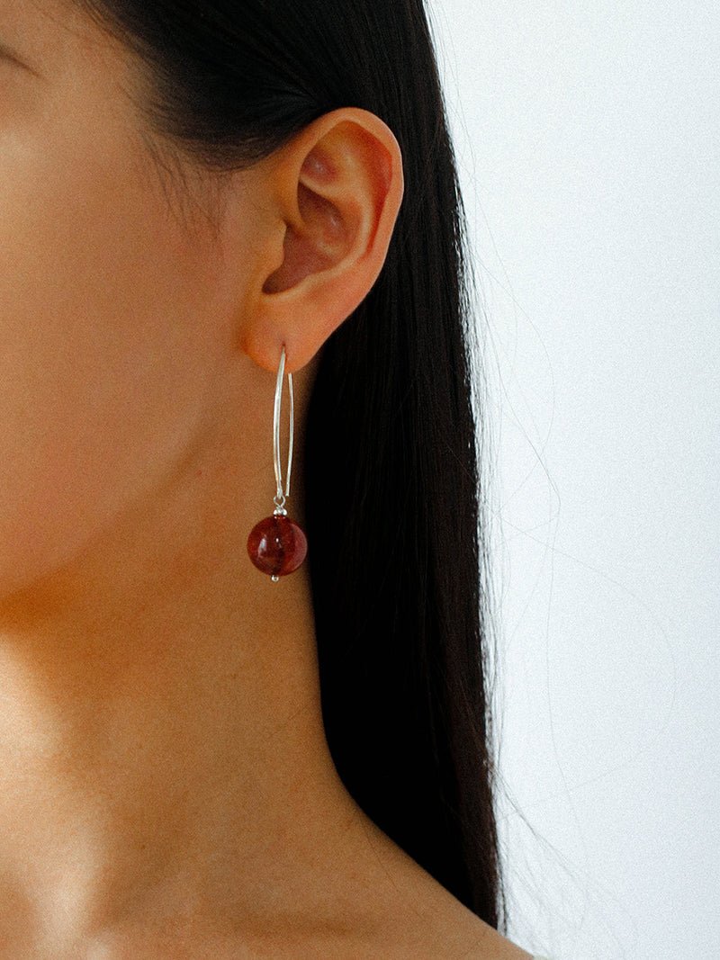 Minimalist Natural Gemstone Earrings – Sterling Silver Hook, 6 Color Options - floysun