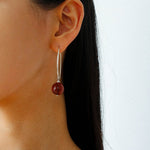 Minimalist Natural Gemstone Earrings – Sterling Silver Hook, 6 Color Options - floysun