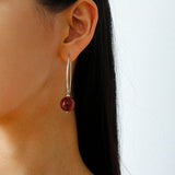 Minimalist Natural Gemstone Earrings – Sterling Silver Hook, 6 Color Options - floysun
