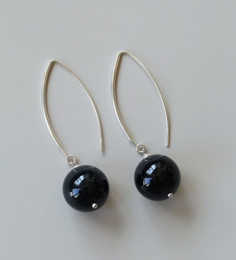 Minimalist Natural Gemstone Earrings – Sterling Silver Hook, 6 Color Options - floysun