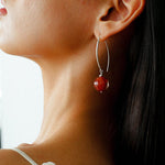 Minimalist Natural Gemstone Earrings – Sterling Silver Hook, 6 Color Options - floysun
