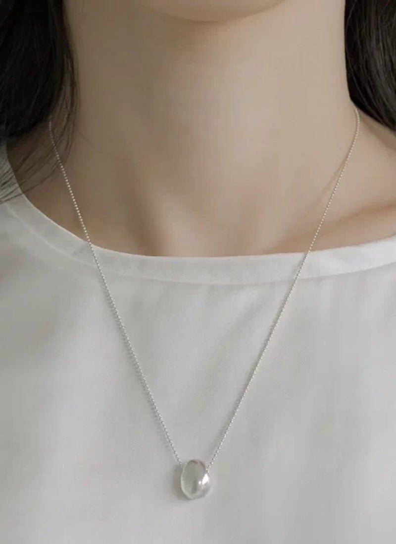 Minimalist Organic Oval Pendant Necklace - floysun