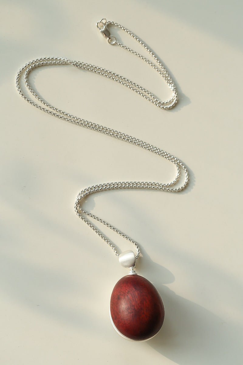 Minimalist Oval Brushed Ebony Magnetic Long Necklace - floysun