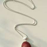 Minimalist Oval Brushed Ebony Magnetic Long Necklace - floysun