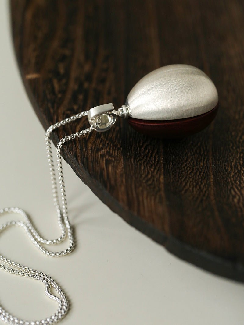 Minimalist Oval Brushed Ebony Magnetic Long Necklace - floysun