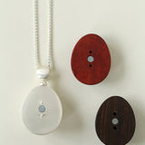 Minimalist Oval Brushed Ebony Magnetic Long Necklace - floysun